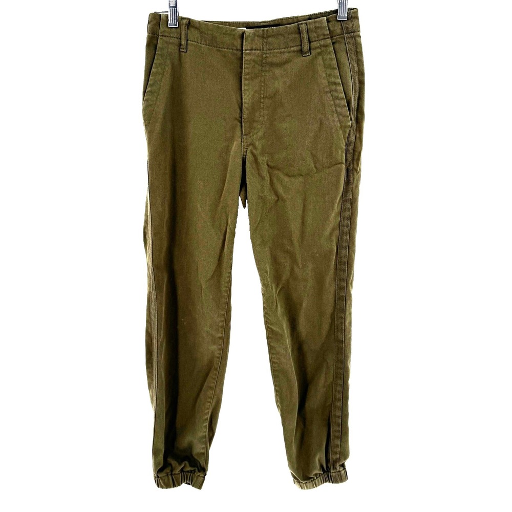 KUT from the Kloth Frida Slim Track Pants Women's 2 Olive Green Stripe High Rise